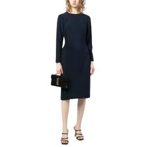 Sachin & Babi navy blue Dee gathered midi dress size 10 NWT
